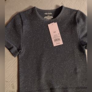 WILD FABLE Seamless Baby Tee, XXS Metallic Navy 🆕